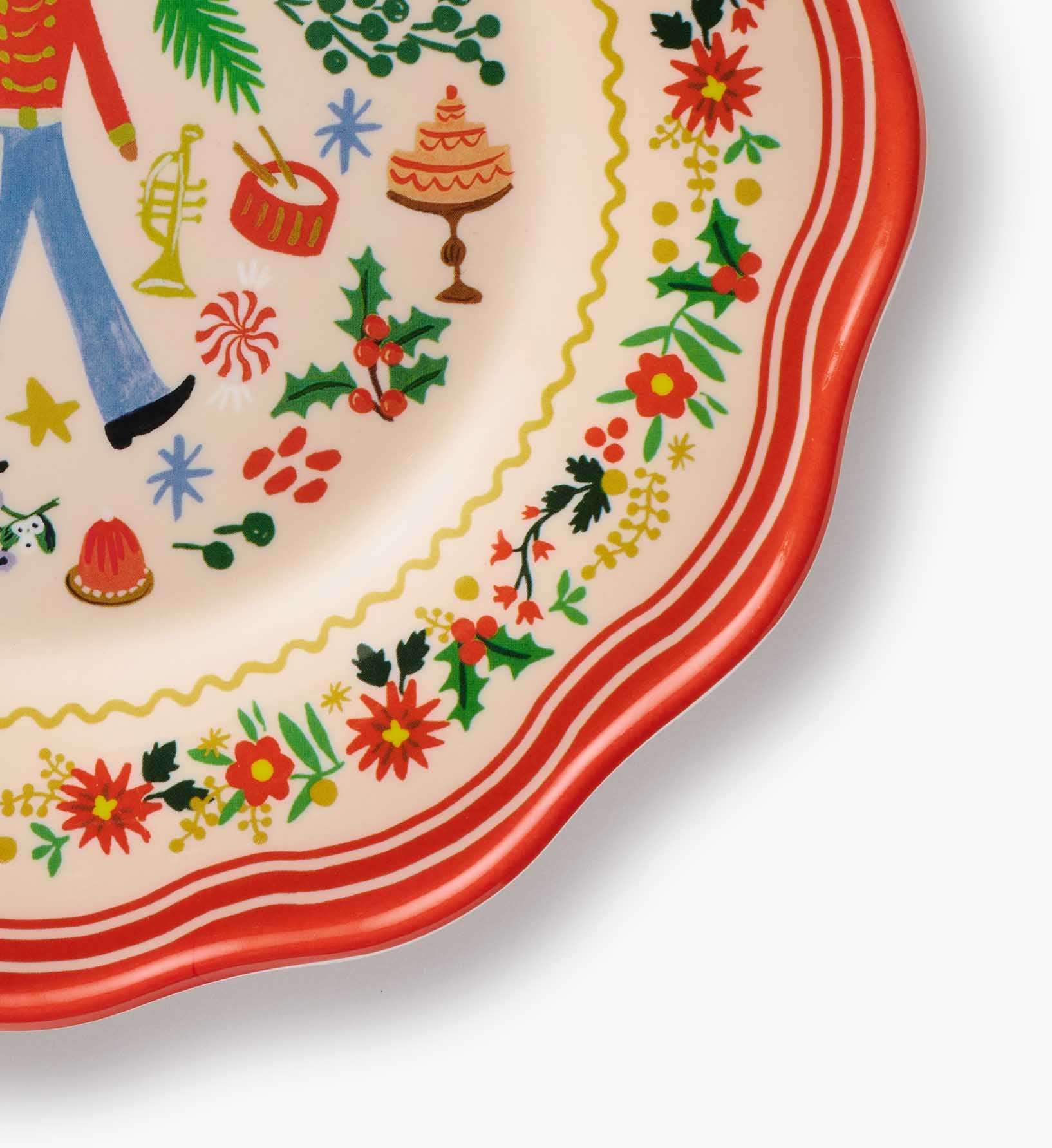 Melamine Assorted Dessert Plates - Holly Jolly Nutcracker